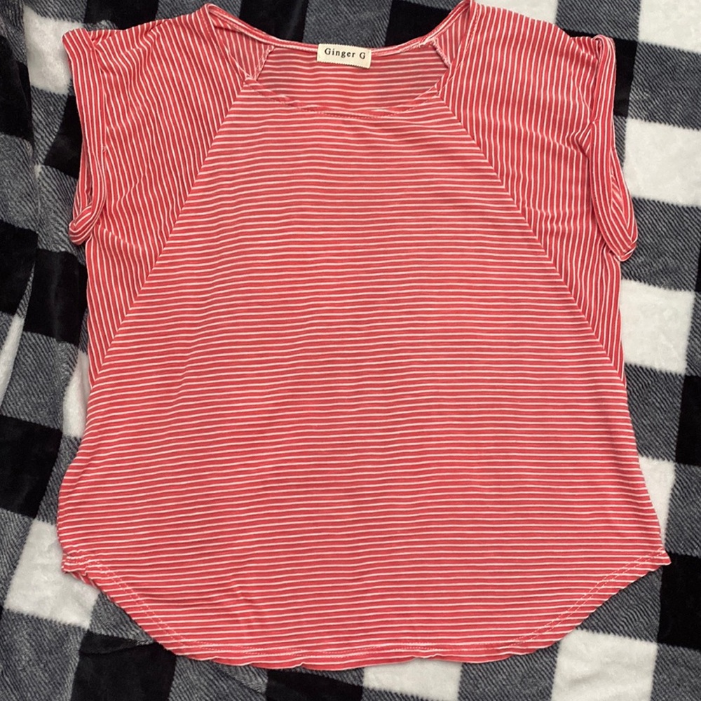 2 for $20 Ginger G coral and white stripe top